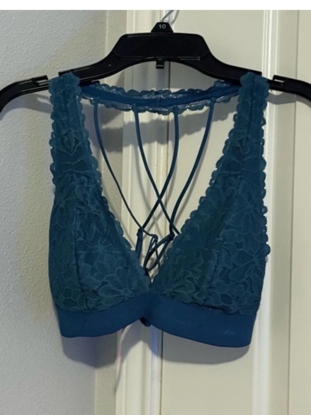 Pink VS teal strappy Lace Bralette